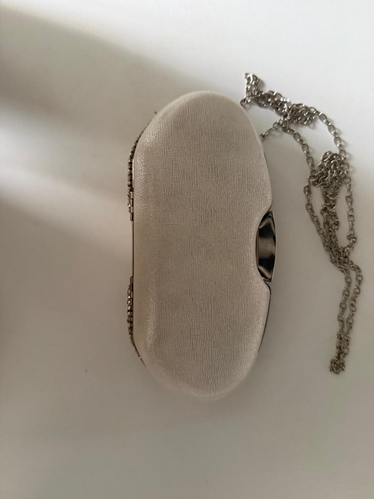 Chique Avondtasje met Strass Steentjes - Beige, Ophalen, Gebruikt, Beige, Avondtasje