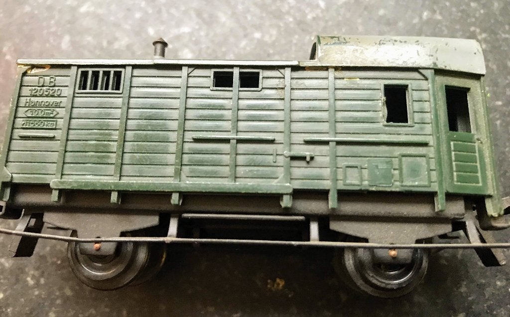 Groene bagagewagen van trix met kunststof trix goederenwagen, Ophalen, Gebruikt, Gelijkstroom, Trix