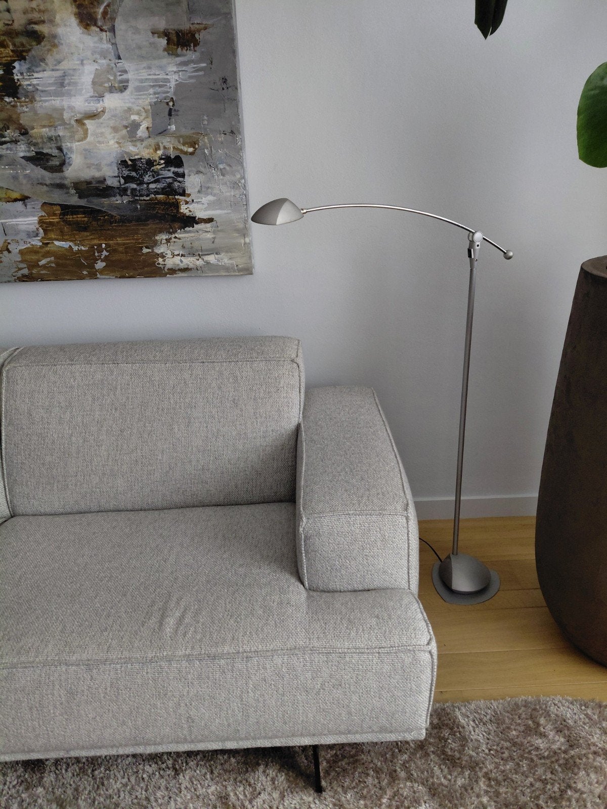Leeslamp / vloerlampmet gebogen arm en dimmer, Ophalen, Gebruikt, Overige fittingen, Metaal