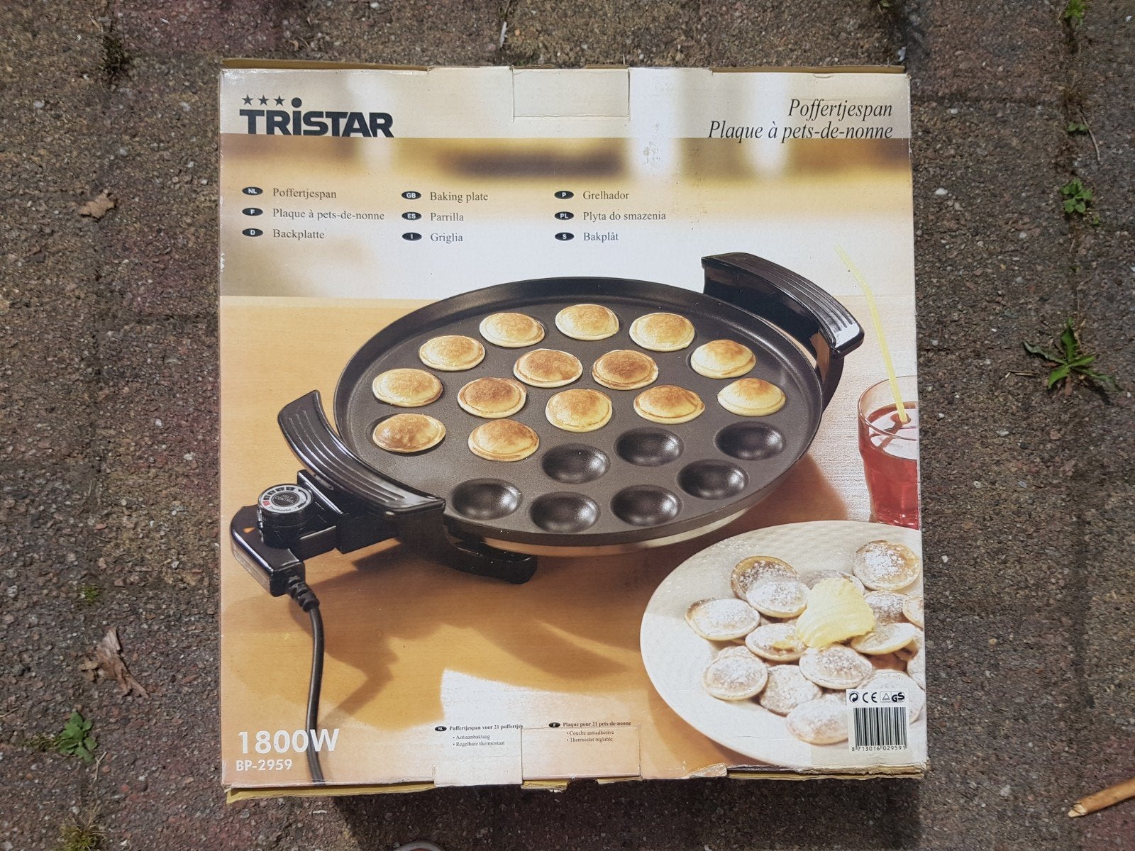 Tristar poffertjesmaker 1800 Watt, Ophalen, Overige materialen, Antiaanbaklaag, Overige typen