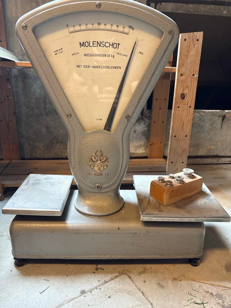 Molenschot weegschaal met gewichten, Ophalen