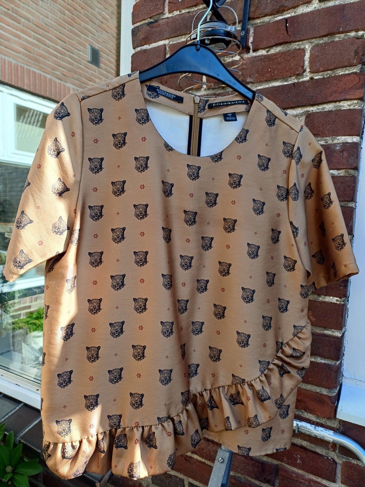 Scotch & Soda Maison Scotch top met panterprint, Beige, Scotch & Soda, Ophalen of Verzenden, Zo goed als nieuw