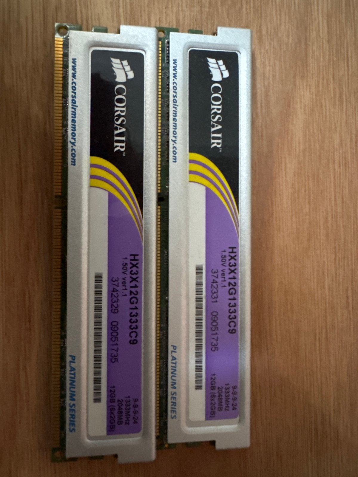 Corsair Platinum Series DDR3 RAM 12GB (2x6GB) 1333MHz, Gebruikt, Server, DDR3, Ophalen of Verzenden