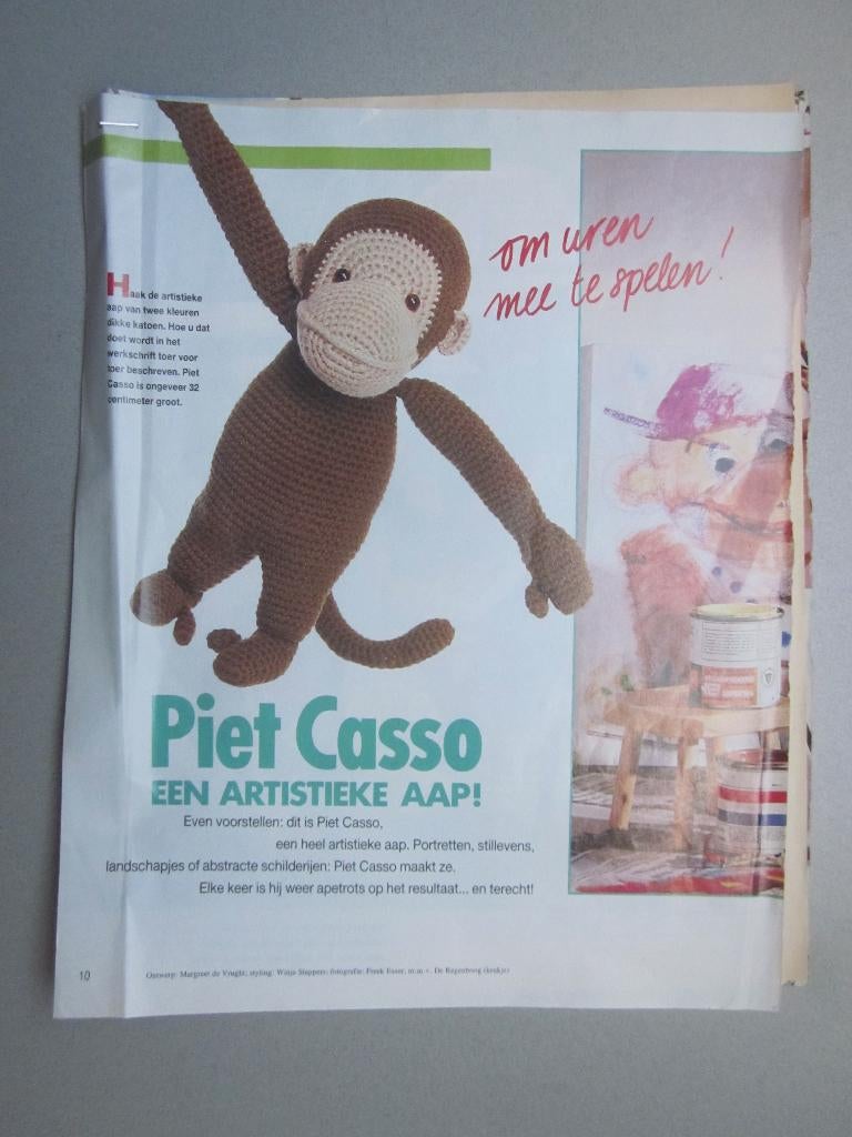 Piet Casso een artistieke aap! patroon om zelf te haken, Ophalen of Verzenden, Zo goed als nieuw, Haken, Patroon of Boek