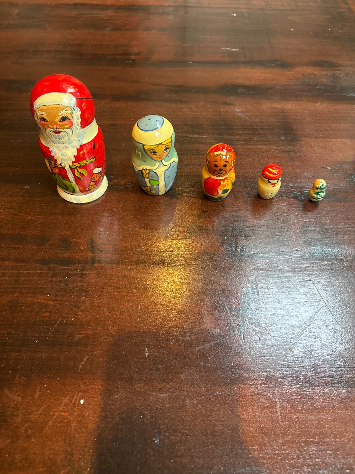 Set van 5 Russische Matroesjka poppen - Kerstthema, Ophalen of Verzenden, Gebruikt