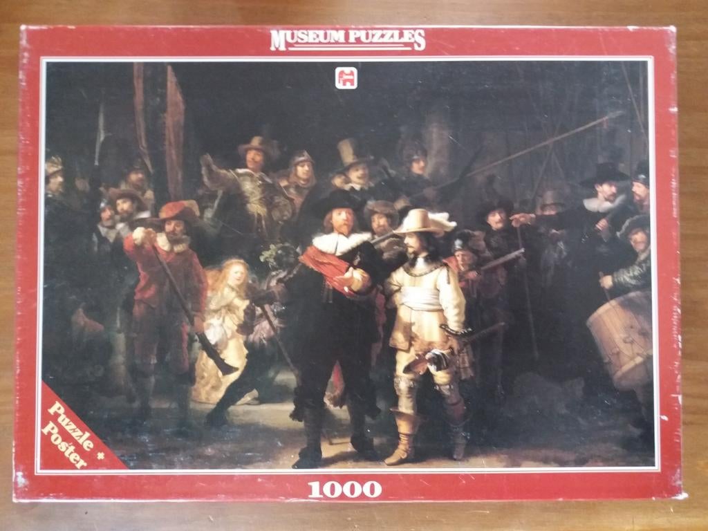 Rembrandt Nachtwacht Puzzel 1000 stukjes + Poster, Ophalen of Verzenden, 500 t/m 1500 stukjes, Gebruikt, Legpuzzel