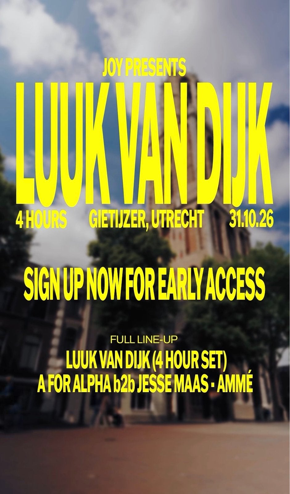 JOY presents Luuk van Dijk (4hrs) 31 Oktober (2 Tickets), Tickets en Kaartjes, Twee personen