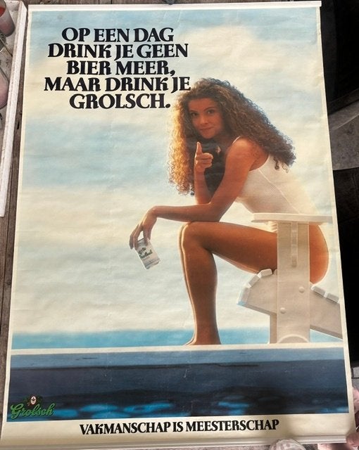 Poster Grolsch reclame, Ophalen, Zo goed als nieuw, Reclamebord