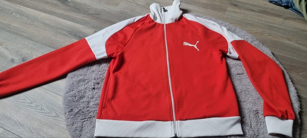 Puma retro trainingsjack rood wit - Zo goed als nieuw, Ophalen of Verzenden, Zo goed als nieuw, Rood