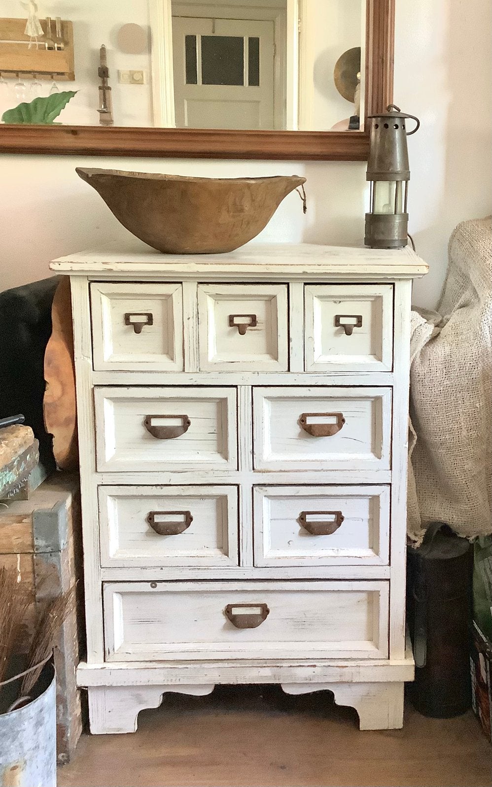 Casa Padrino, brocante ladekast - Antiek wit massief hout, Ophalen, 5 laden of meer, Nieuw, 50 tot 100 cm