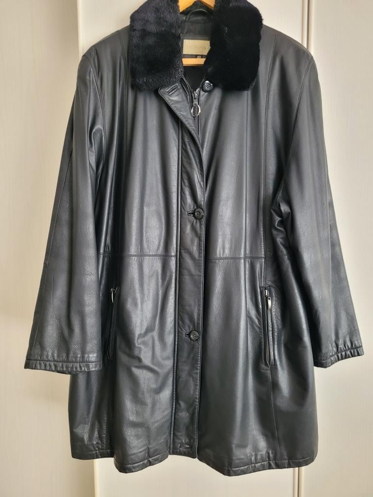 Leren damesjas, Kleding | Dames, Jassen | Winter, Ophalen of Verzenden, Zo goed als nieuw, Maat 46/48 (XL) of groter, Zwart