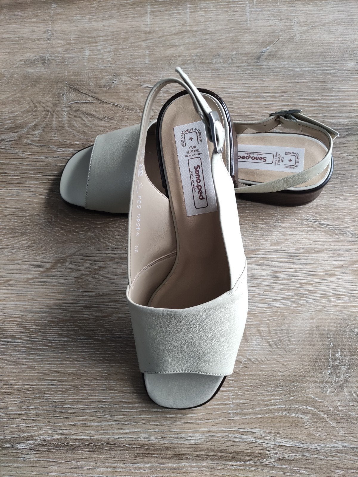 Sano-ped Beige Leren Slingback Sandalen Maat 39, Verzenden, Beige, Sandalen of Muiltjes, Zo goed als nieuw