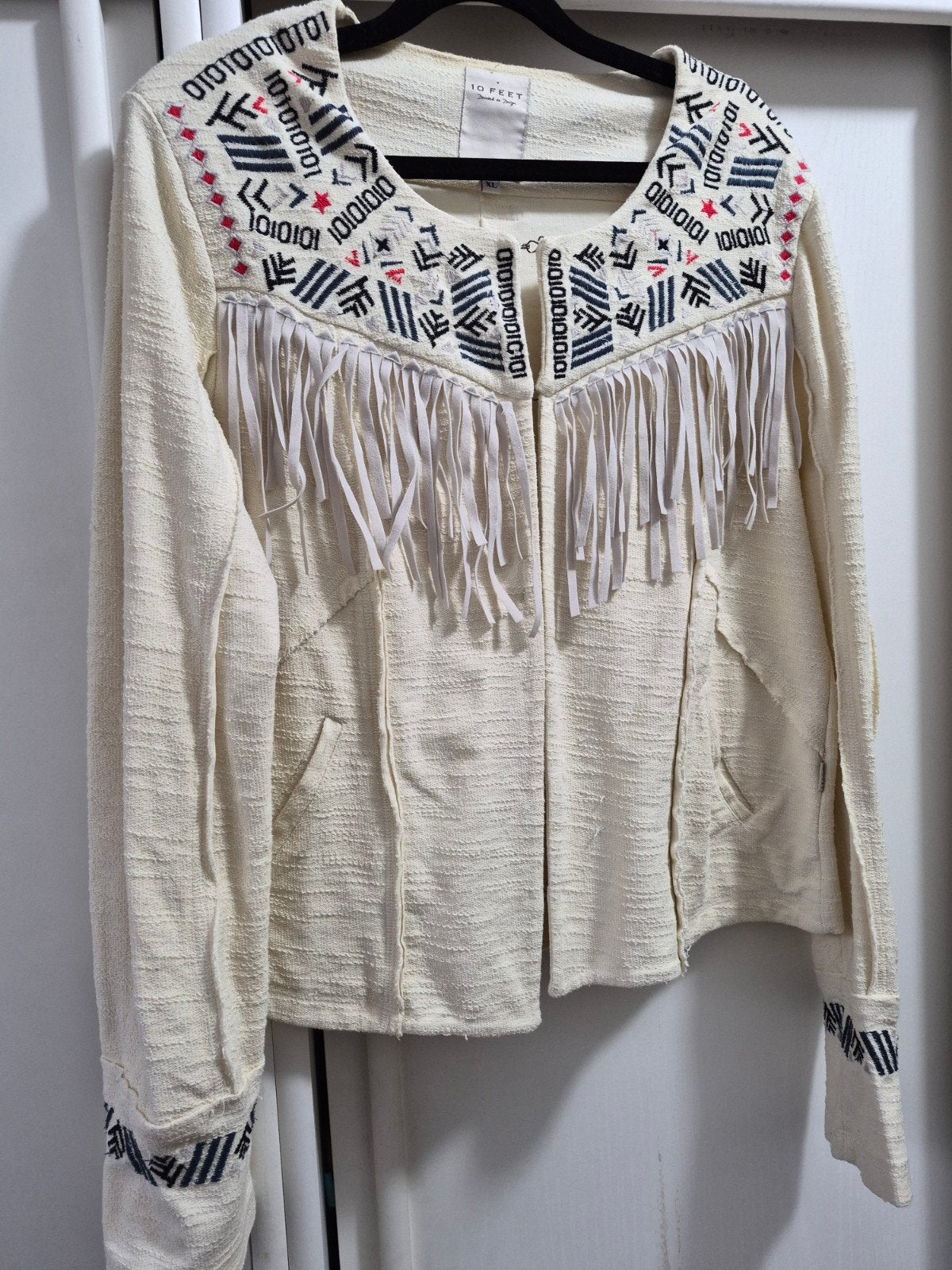 vest jasje ecru met geborduurde patronen aztec boho xl, Kleding | Dames, 10 Feet, Beige, Maat 46/48 (XL) of groter, Ophalen of Verzenden