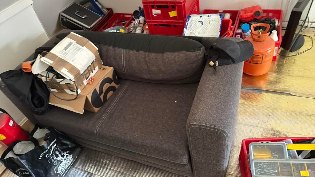 Klein uitklap bankje, Huis en Inrichting, Slaapkamer | Slaapbanken, Ophalen, Tweepersoons, Zo goed als nieuw, 140 cm