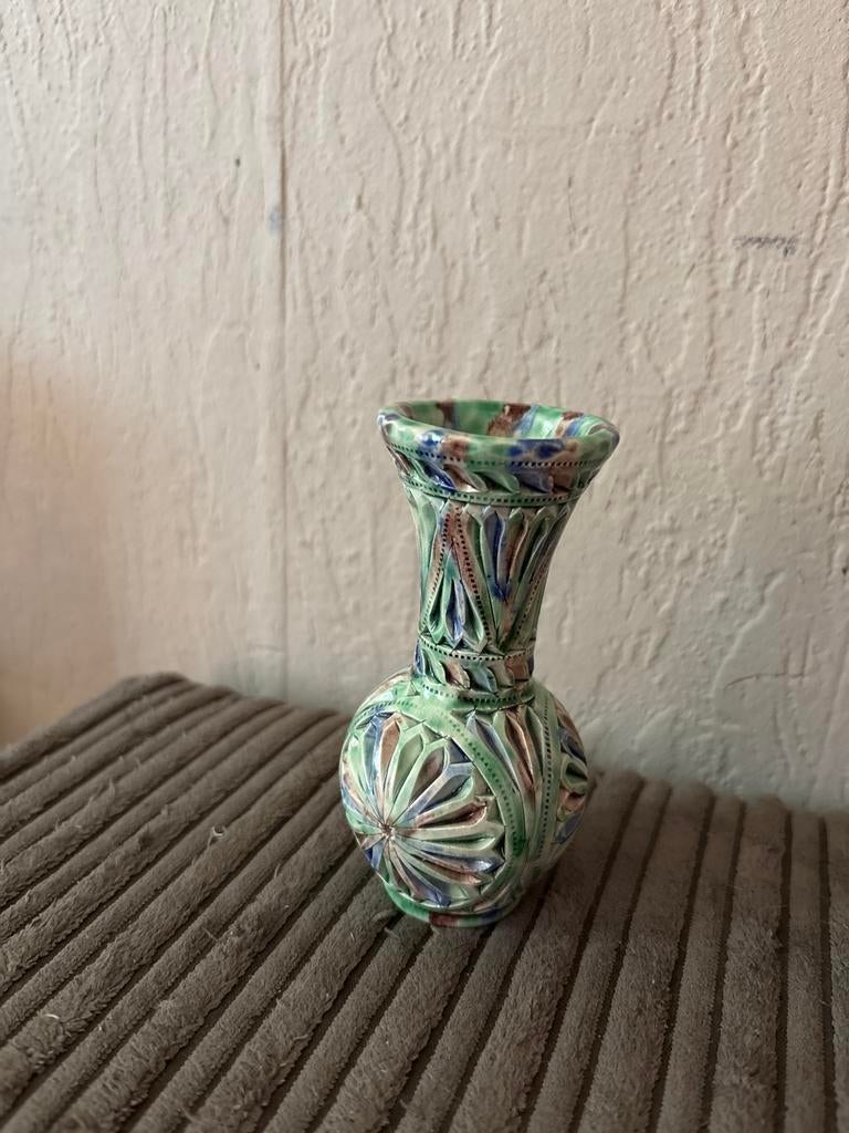 Unieke handgemaakte vaas, 15 cm hoog, Antiek en Kunst, Ophalen of Verzenden