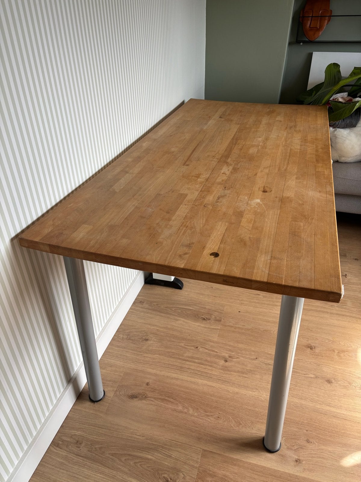 Houten tafel/bureau IKEA Gerton met stalen poten - opknapper, Ophalen, Gebruikt, 50 tot 100 cm, 150 tot 200 cm