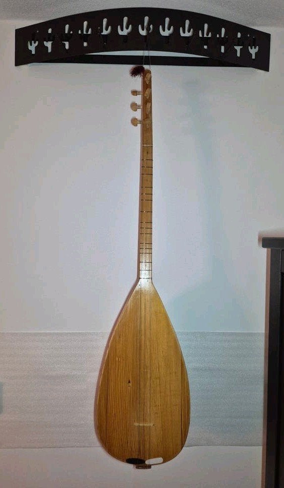 Kısa sap RE kesik baglama-saz (16 perde), keser oyması gürge, Ophalen of Verzenden, Gebruikt, Luit, Saz of Bouzouki