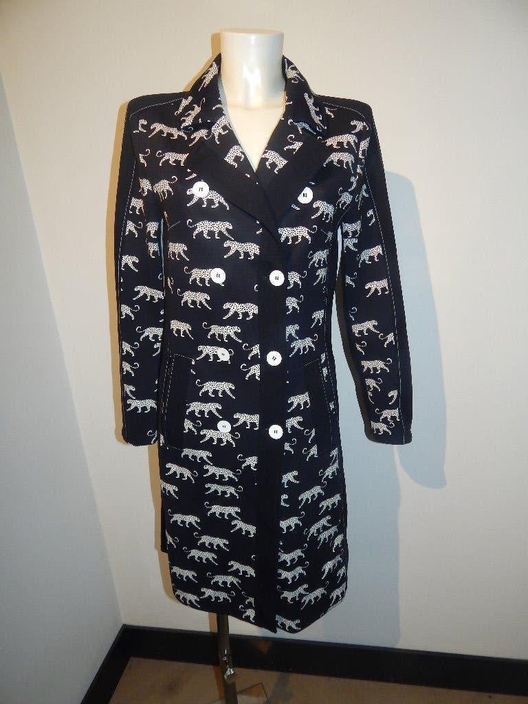 Marccain langere jas soft shell zwart wit panter print 38, Maat 38/40 (M), Verzenden, Zwart, Zo goed als nieuw