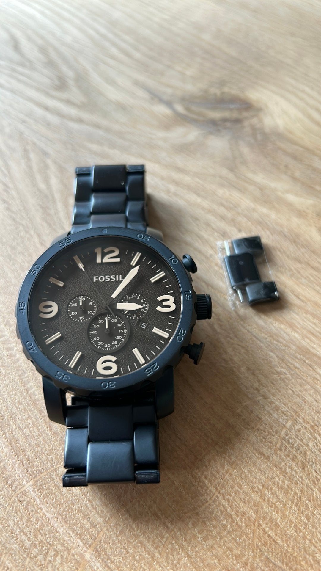 Horloge heren Fossil nate JR1356, Staal, Staal, Polshorloge, Zo goed als nieuw