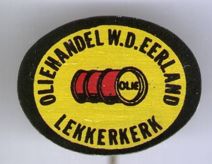 Oliehandel W.D. Eerland Lekkerkerk blik speldje ( M_009), Verzenden, Zo goed als nieuw, Merk, Speldje of Pin