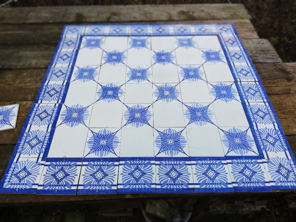 97,5 x 97,5 cm Antieke wandtegels fris blauw wit, Antiek en Kunst, Ophalen