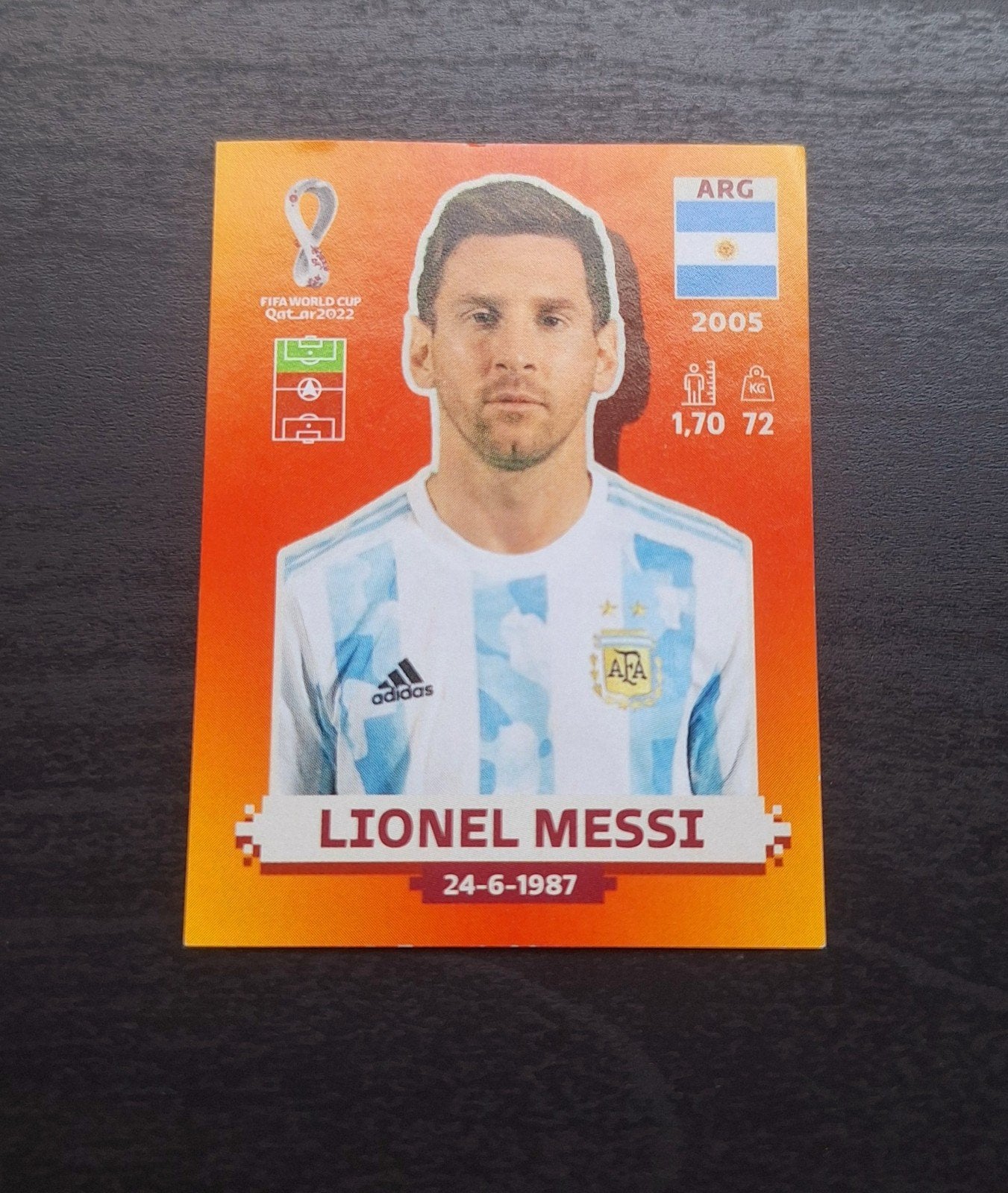 Panini sticker Messi van WK 2022, Ophalen of Verzenden, Nieuw, Buitenlandse clubs, Poster, Plaatje of Sticker