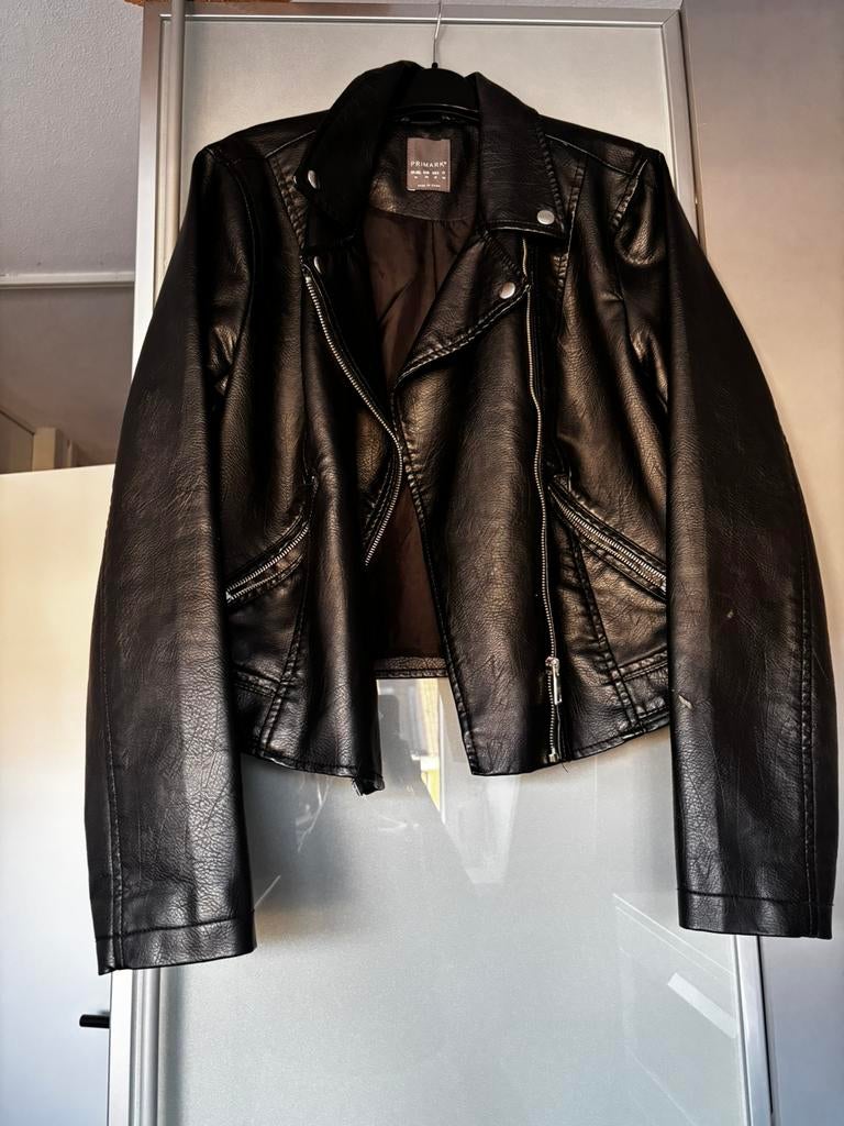 Nep leren jasje zwart, Kleding | Dames, Ophalen of Verzenden, Zo goed als nieuw, Maat 42/44 (L), Zwart