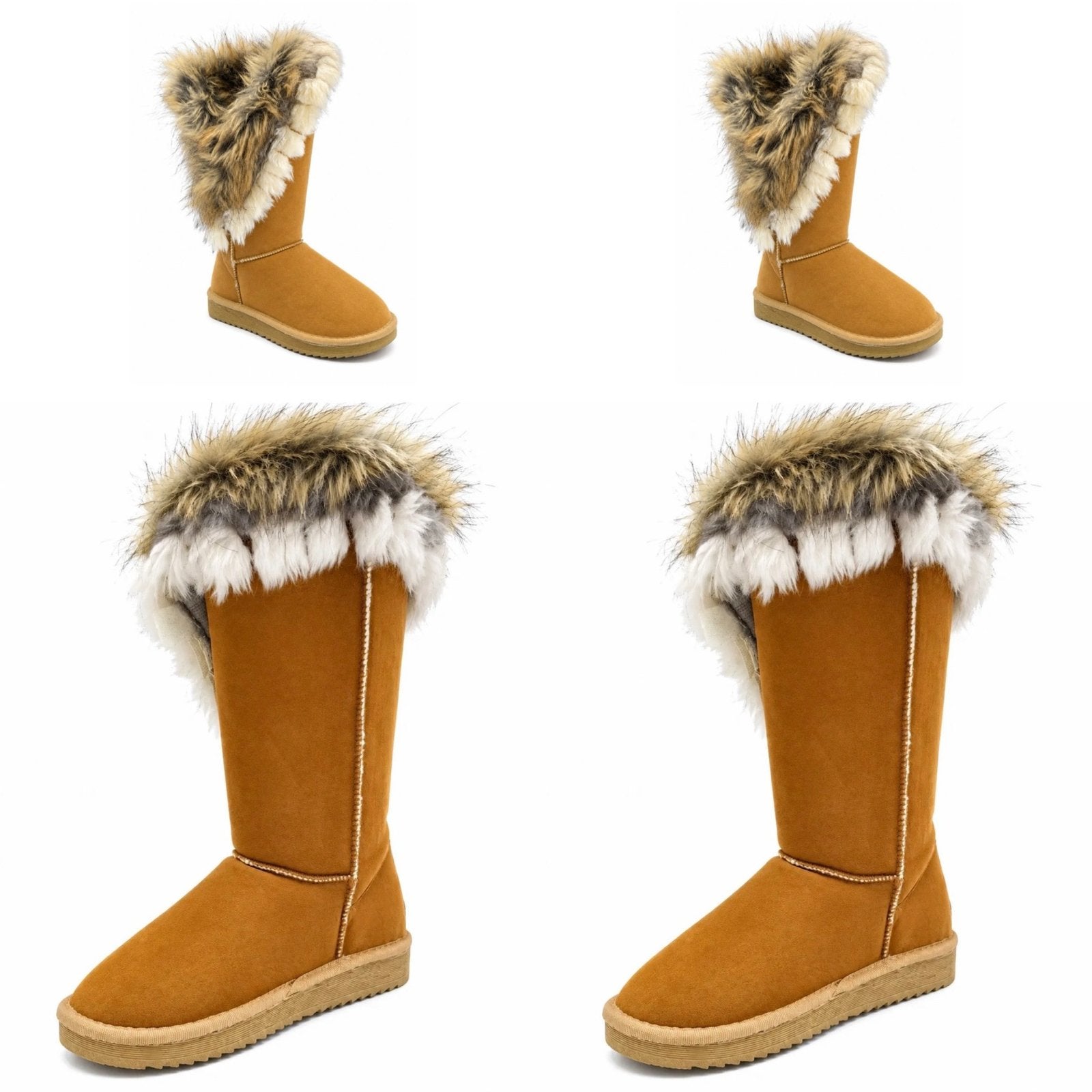 Warme winterlaarzen met bont - Maat 36-41, Kleding | Dames, Ophalen of Verzenden, Nieuw, Bruin, Hoge laarzen
