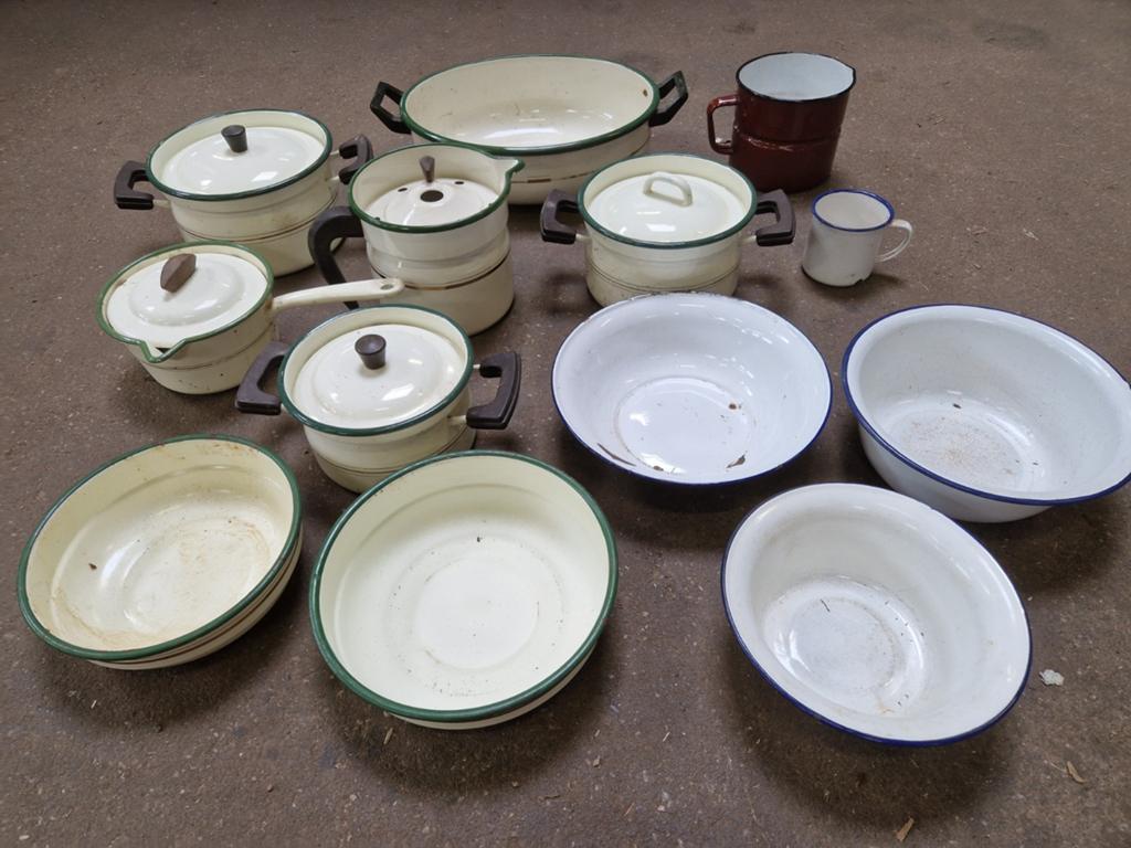 Diverse emaille pannen kannen en schalen, Ophalen of Verzenden