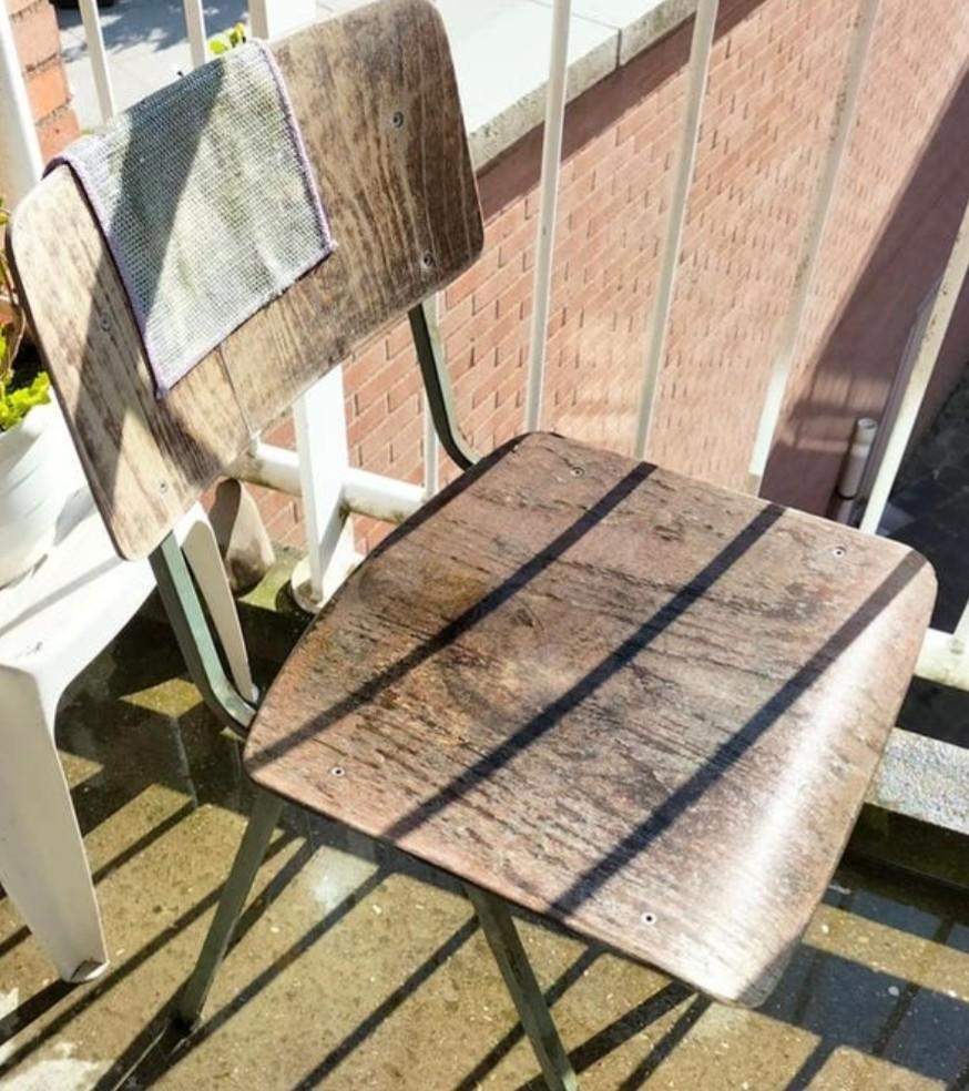 Schoolstoel vintage, Ophalen, Gebruikt, Bruin, Metaal