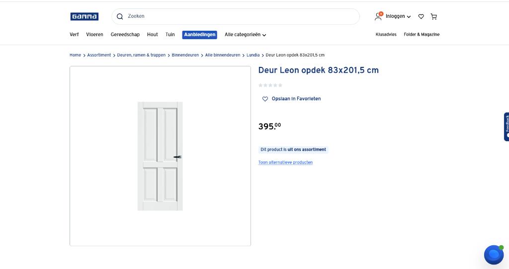 4x Gamma binnendeur opdek 83 x 201,5 cm, Doe-het-zelf en Verbouw, Deuren en Horren, Ophalen, 80 tot 100 cm, Binnendeur, Nieuw