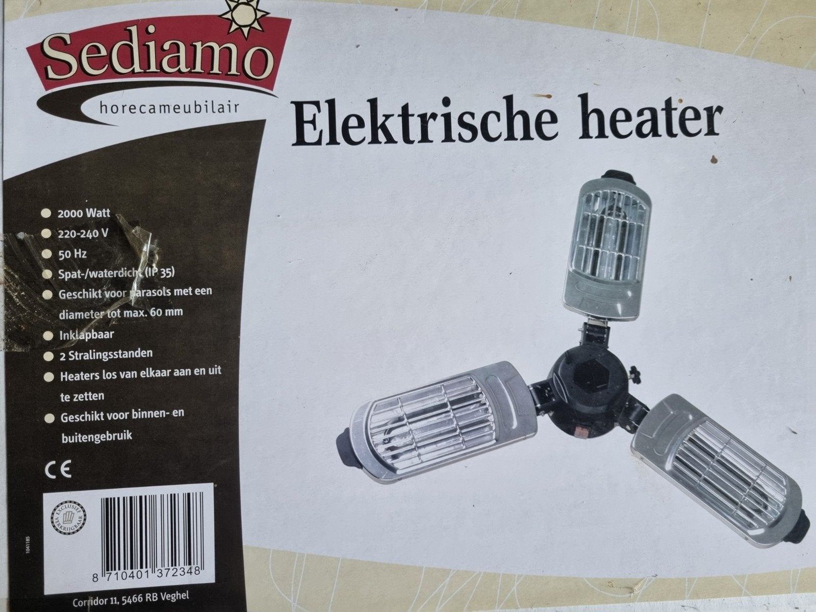 Sediamo elektrische heater voor parasol, Ophalen of Verzenden, Zo goed als nieuw