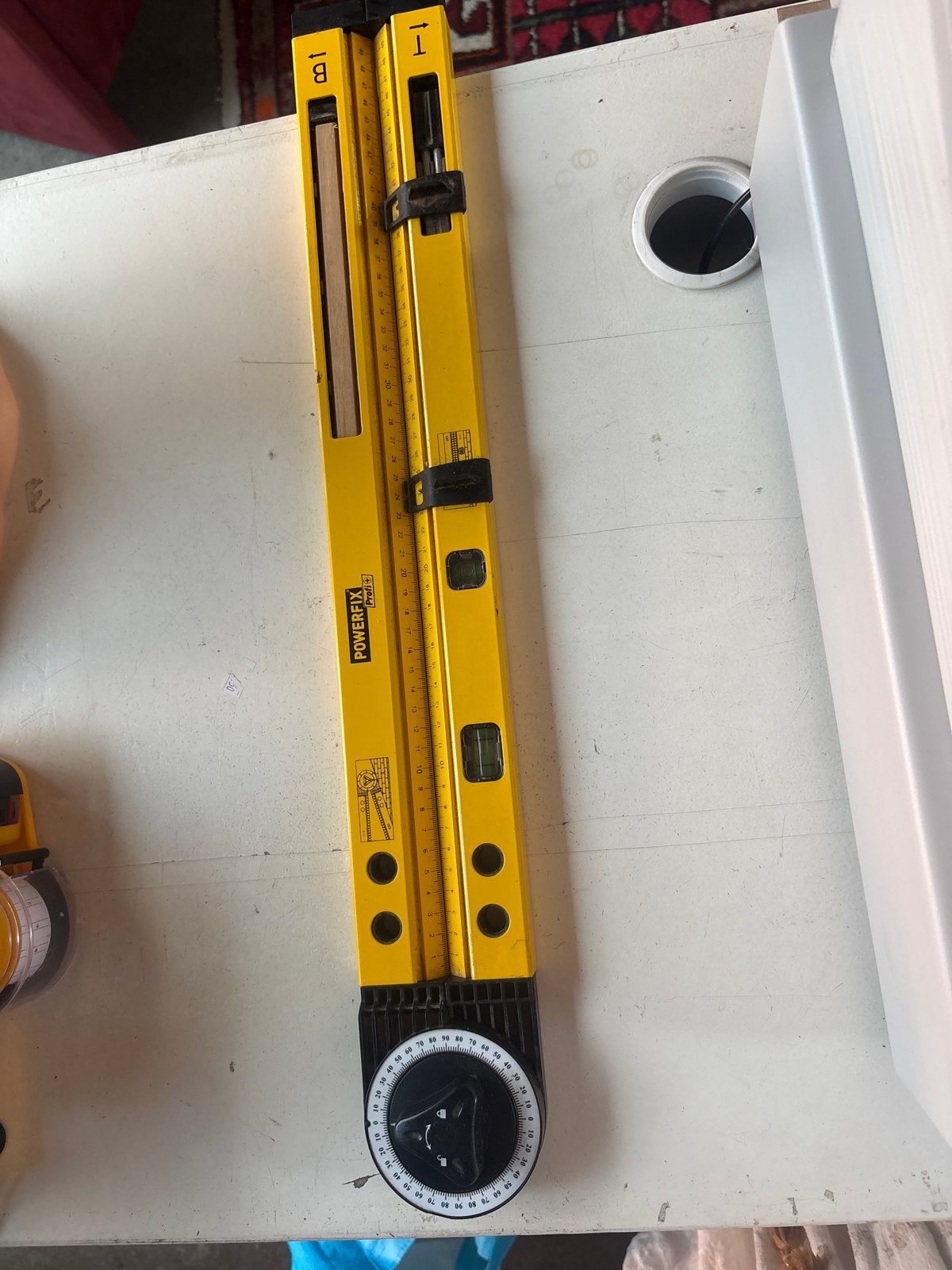 Waterpas met hoekmeter - Powerfix, Doe-het-zelf en Verbouw, Gereedschap | Handgereedschap, Ophalen of Verzenden, Gebruikt, Waterpas
