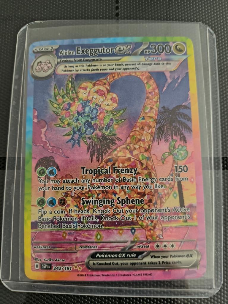 Alolan exeggutor ex, Special illustration rare, Ophalen of Verzenden, Zo goed als nieuw, Losse kaart, Foil
