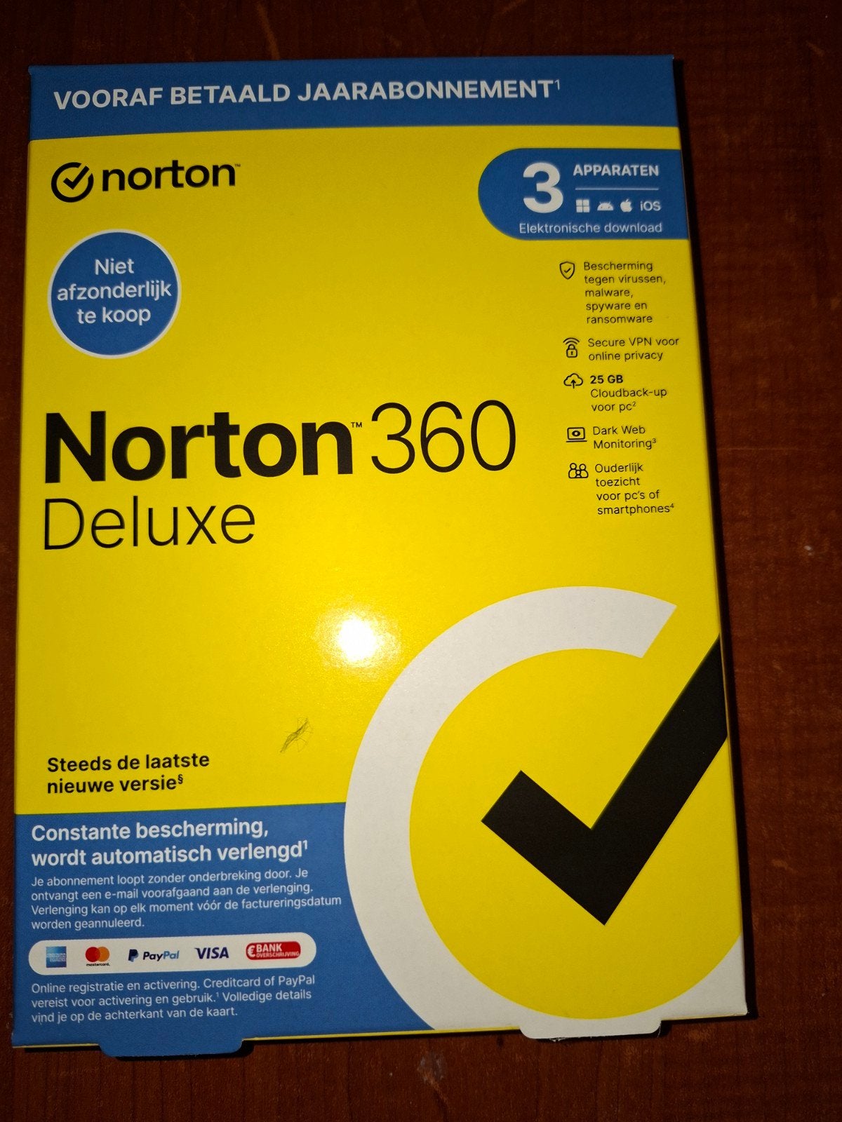 Norton 360 Deluxe 1 jaar, 3 apparaten - Vooraf Betaald, Ophalen of Verzenden, Nieuw, Norton, MacOS
