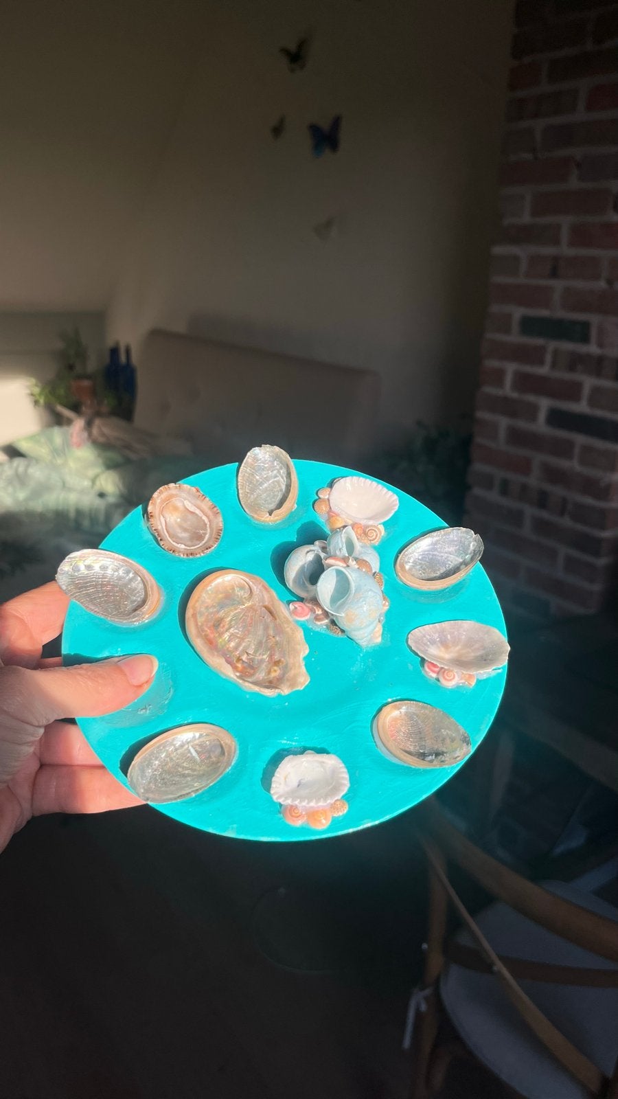 Verf pallet met schelpen - Handgemaakt, Verzenden, Nieuw