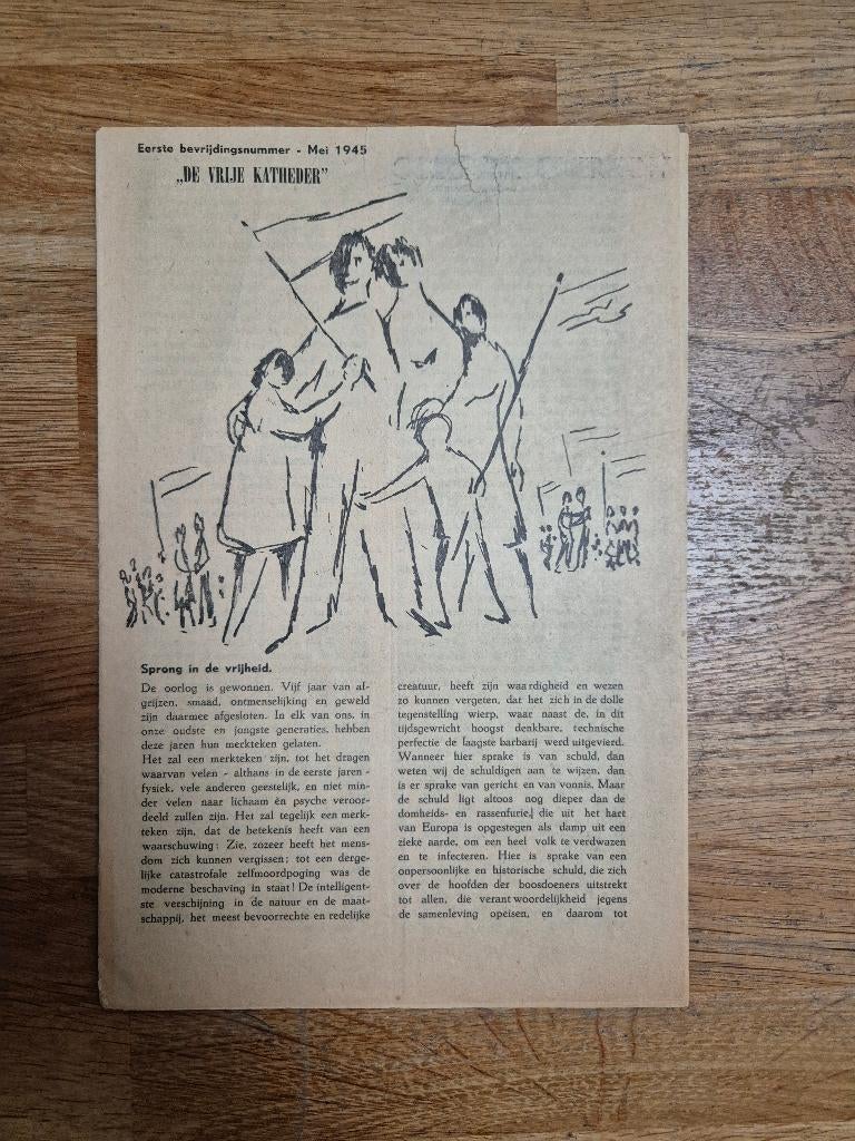 Wo2 verzetskrant De Vrije Katheder bevrijdingsnummer, Ophalen of Verzenden, Nederland, Boek of Tijdschrift