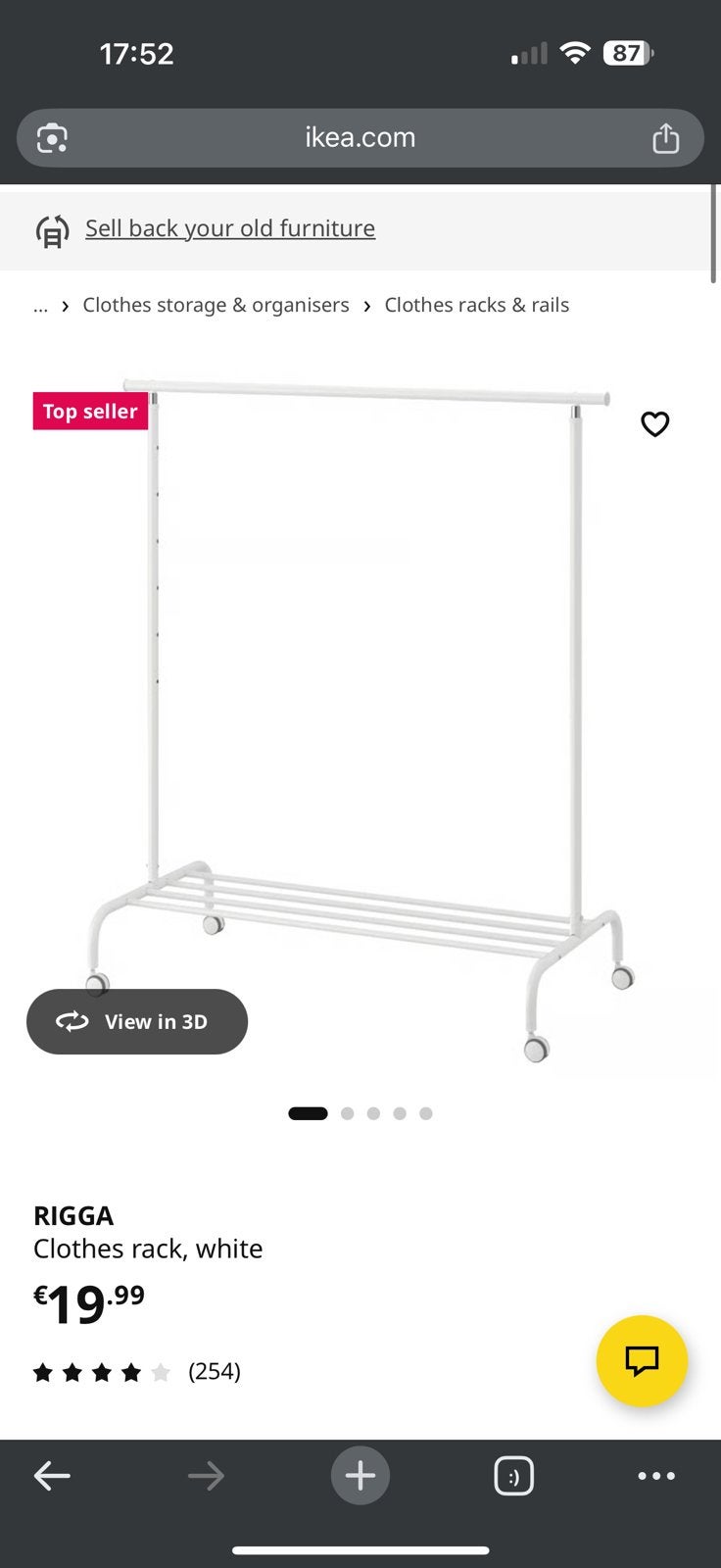 3 IKEA Kledingrek, Kleding | Dames, Kledinghangers, Gebruikt, Metaal, Volwassenen, Ophalen of Verzenden