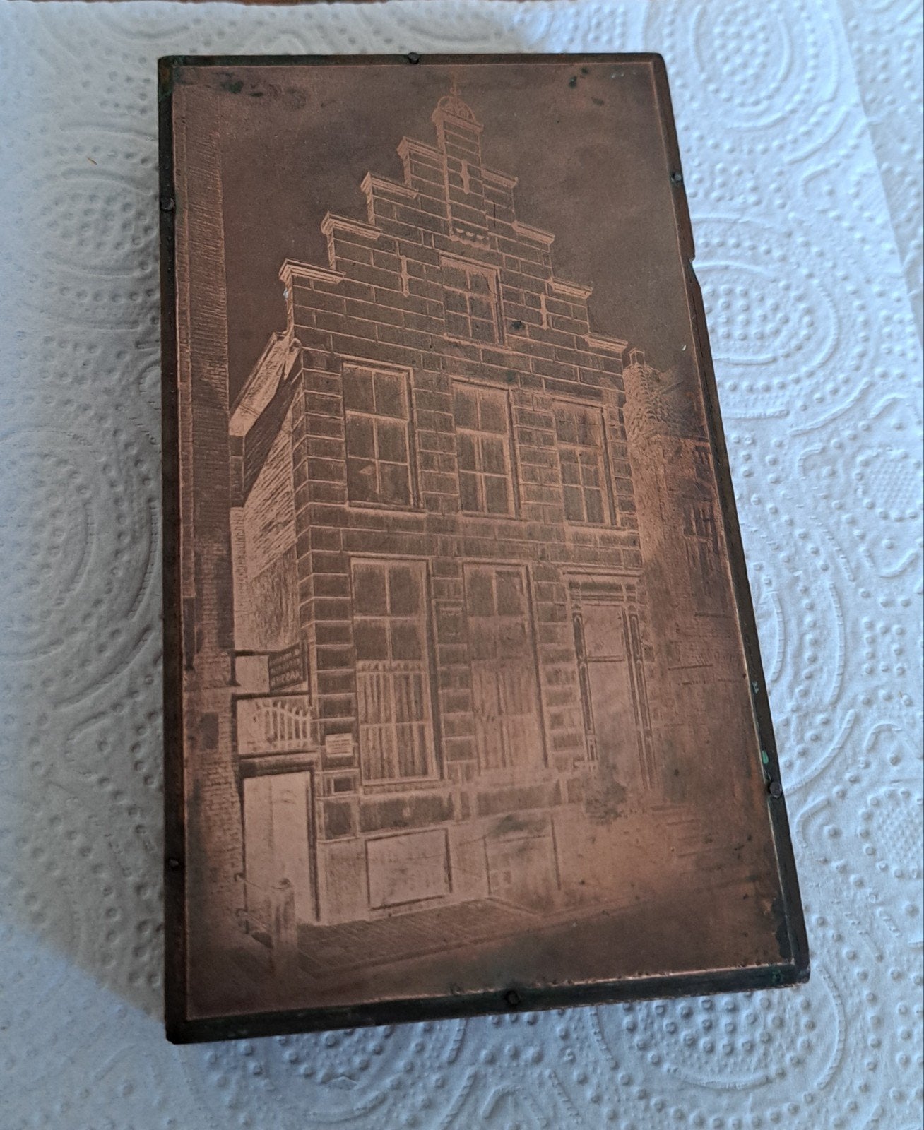 Koperen cliché trapgevel huisje - Vermeer stijl, Ophalen of Verzenden