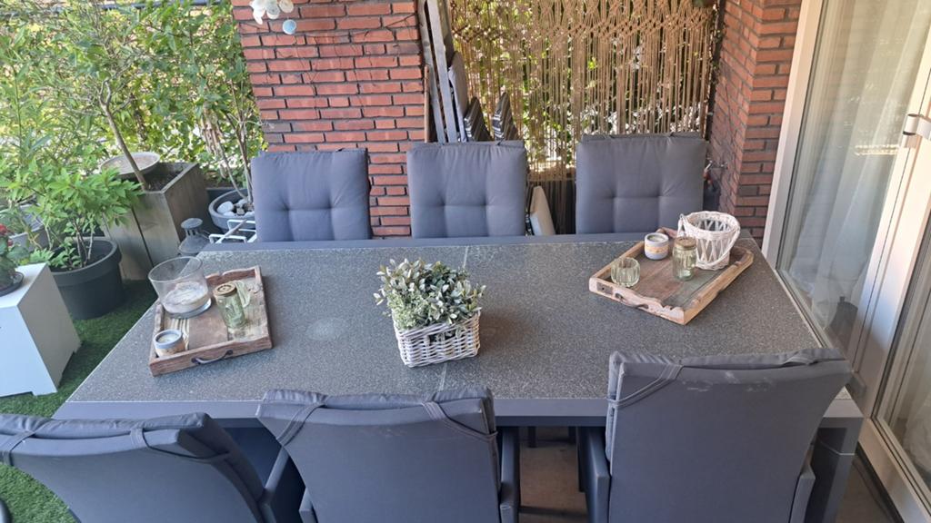 Uitschuifbare tuinset Life Anabel tafel + 6 Caribean stoelen, Tuin en Terras, Tuintafels, Ophalen of Verzenden, Rechthoekig, Overige materialen