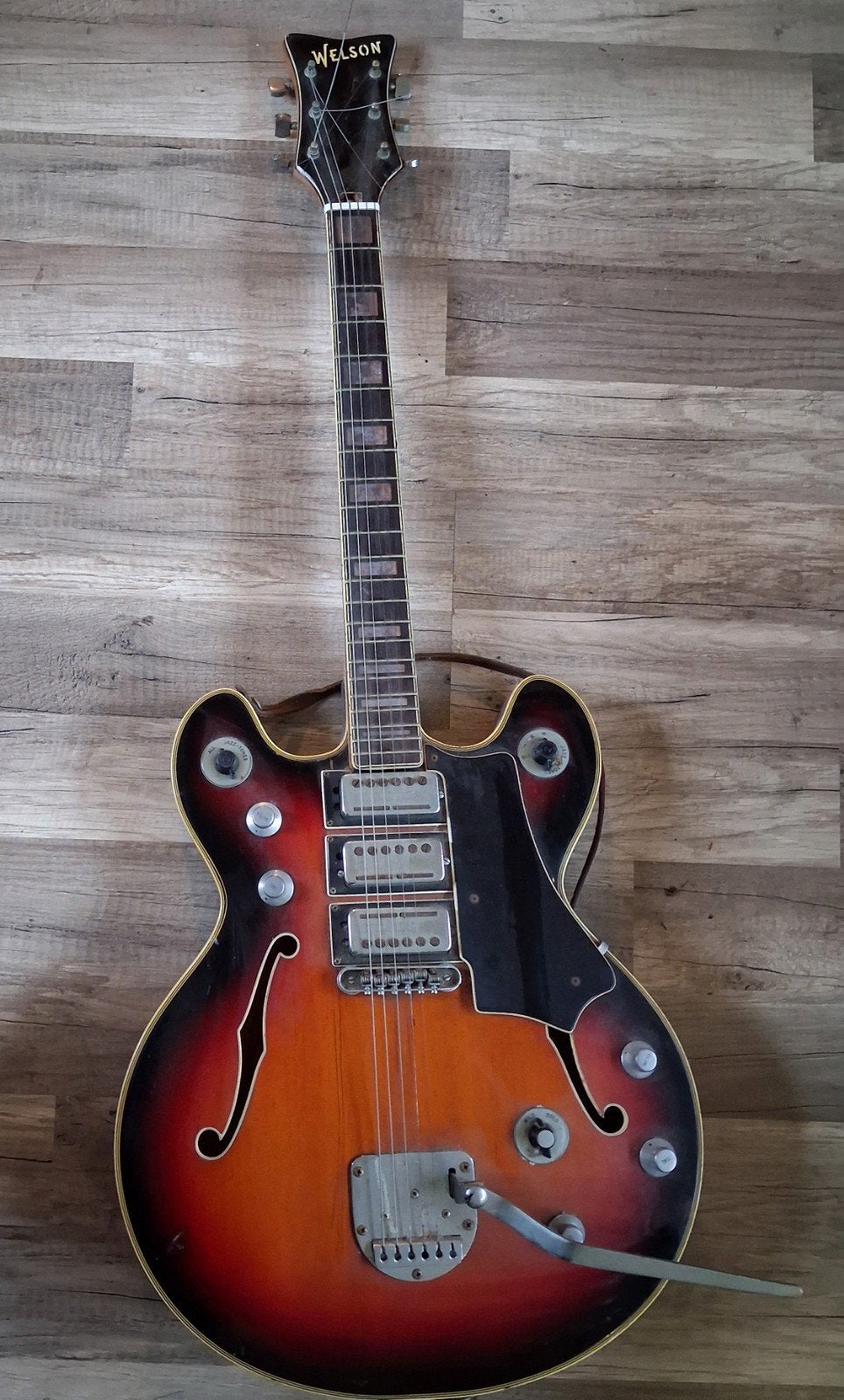 Vintage Welson DS-3 semi-hollowbody elektrische gitaar, Ophalen