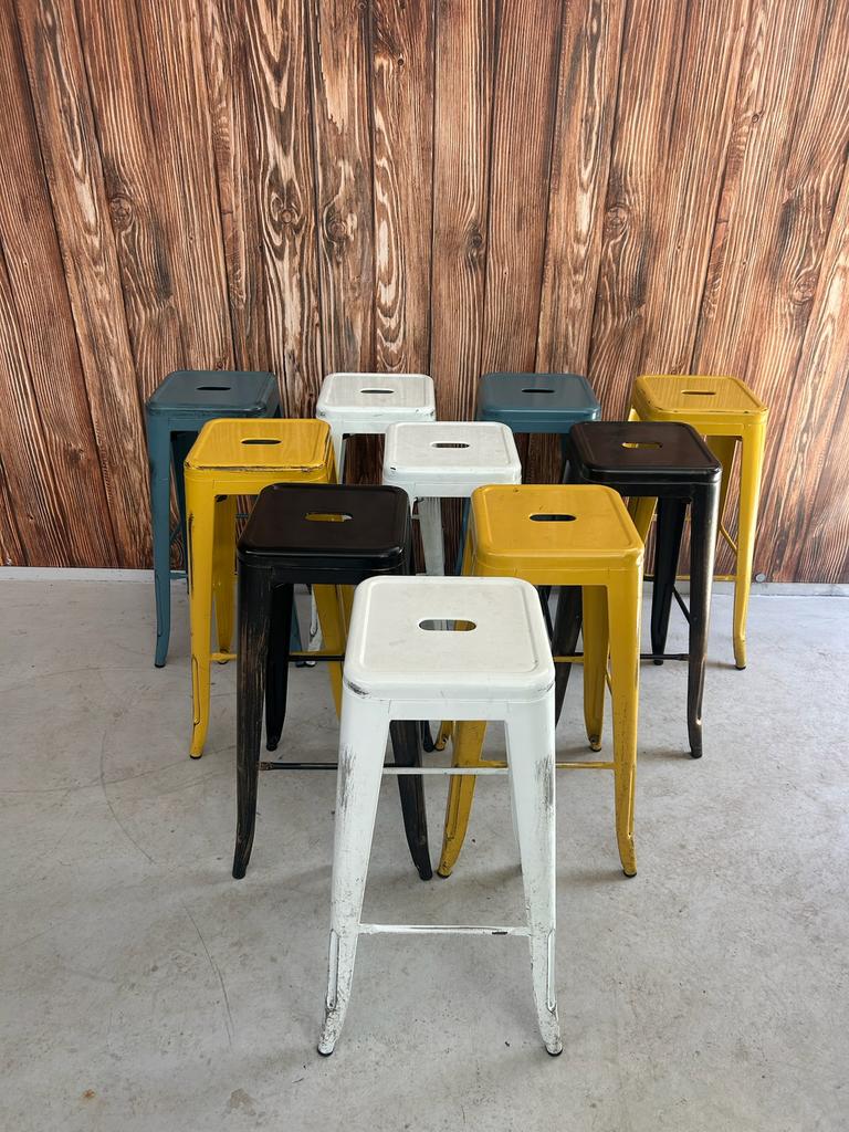 Tolix Barkrukken 80 cm – Vintage / Route 66 Style, Huis en Inrichting, Barkrukken, 5 krukken of meer, Ophalen, Zo goed als nieuw