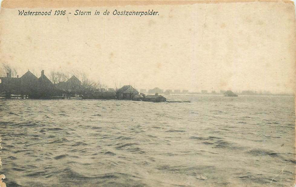 304-242-025 Oostzaan Watersnood 1916 Storm in de Oostzanerp, Verzenden, Voor 1920, Noord-Holland