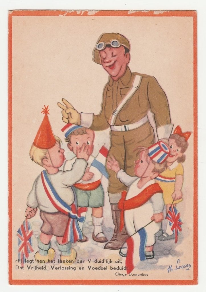 Bevrijding 2e Wereldoorlog.  Lensen.  Ned. Illustratoren., Verzenden, 1940 tot 1960, Ongelopen, Overige thema's