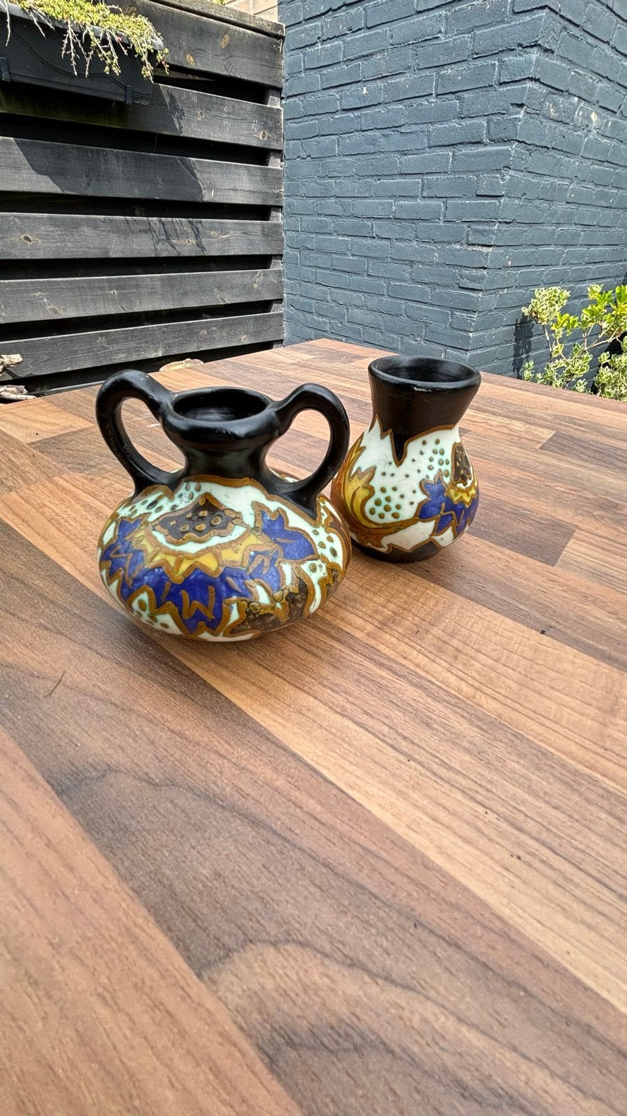 Vintage Gouds plateel vazen (2 stuks) - Arnhem, Antiek en Kunst, Ophalen