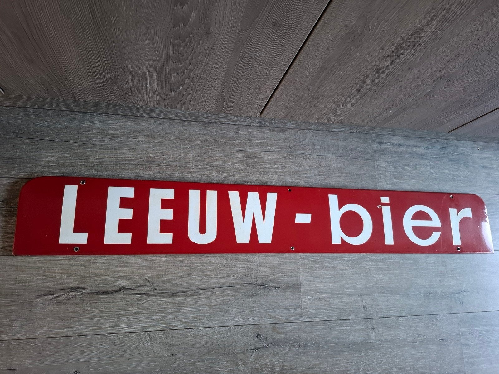 emaille bord leeuw bier, Ophalen, Zo goed als nieuw, Reclamebord, Plaat of Schild, Overige merken