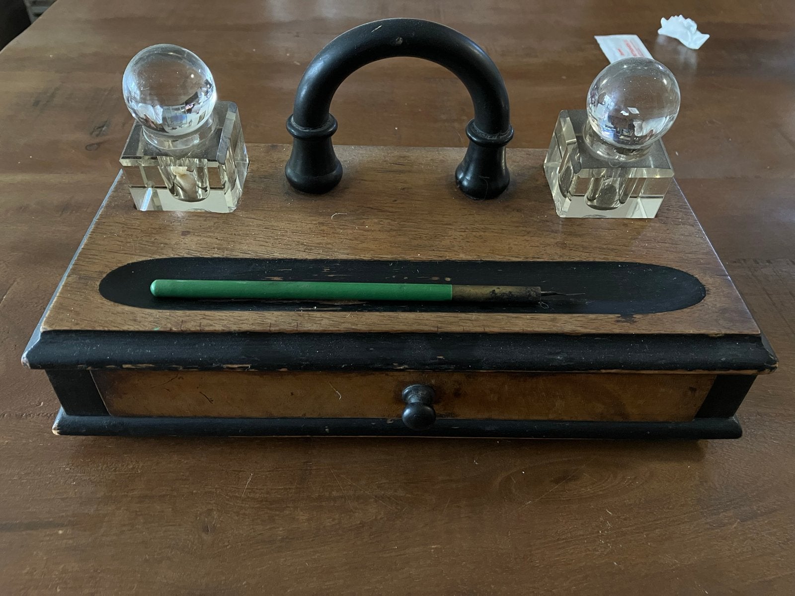 Antieke Victoriaanse Inktstel met Lade, Antiek en Kunst, Ophalen of Verzenden