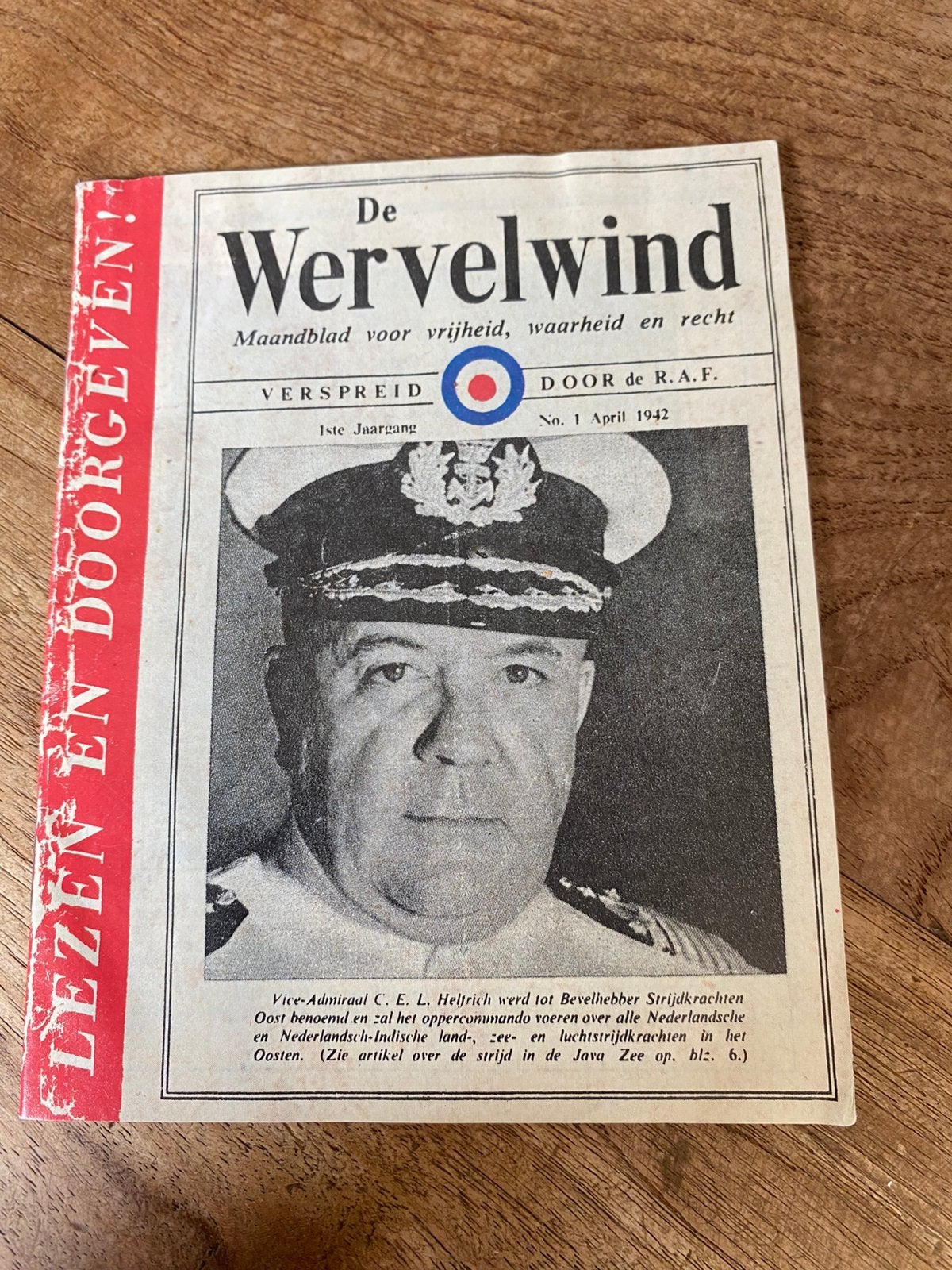 Oud Boekje Wervelwind 1 April 1942, Ophalen of Verzenden, Landmacht, Nederland, Boek of Tijdschrift