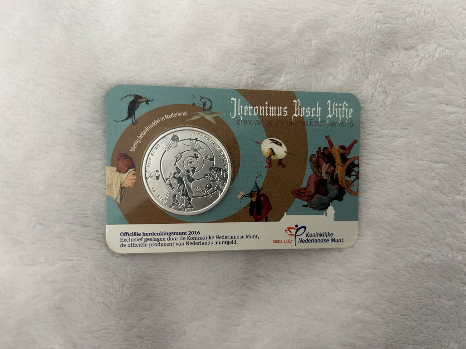 Nederlandse 5 euro herdenkingsmunt Jheronimus Bosch 2016, Verzenden, Koningin Beatrix, Euro's, Losse munt