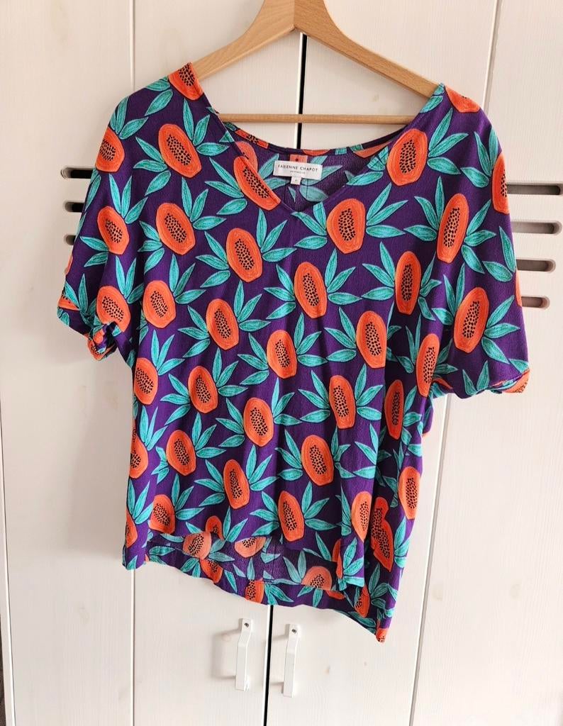 Fabienne Chapot blouse papaya maat M zgan, Maat 38/40 (M), Paars, Ophalen of Verzenden, Zo goed als nieuw